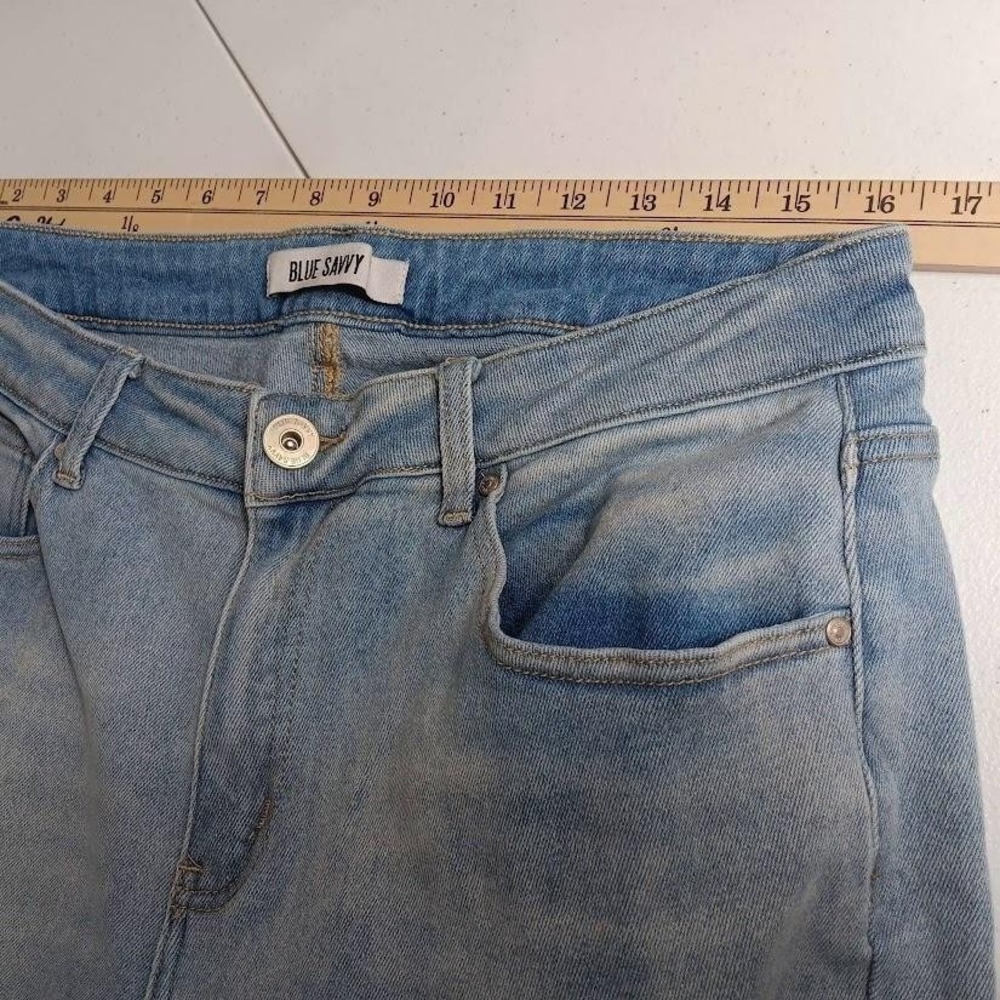 Blue Savvy Jeans Womens 18 Blue Light Wash Mid Rise Straight Leg Stretch Denim - Picture 9 of 13